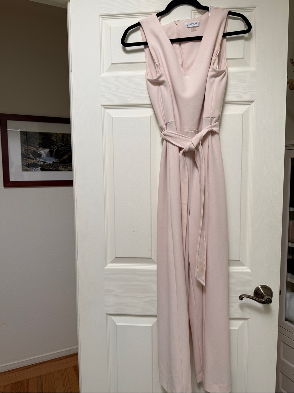 Calvin Klein Light Blush Pink V-Neck Sleeveless Jumpsuit Sz 8